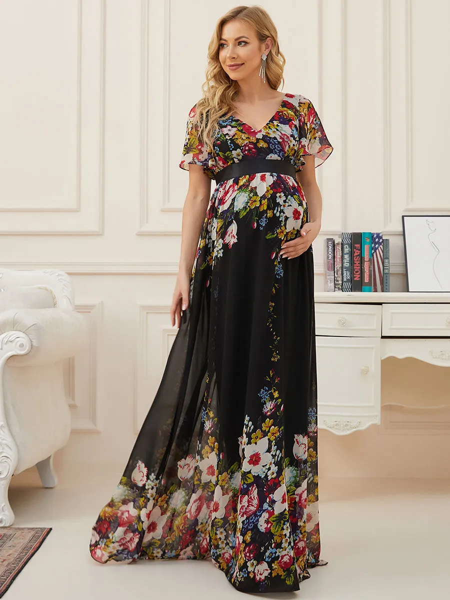 Pretty Deep V Neck Short Sleeves Wholesale Maternity Dresses