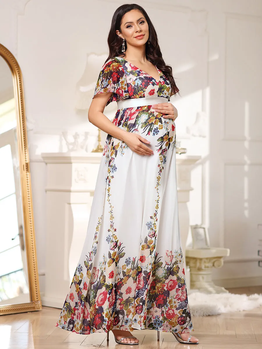 Pretty Deep V Neck Short Sleeves Wholesale Maternity Dresses