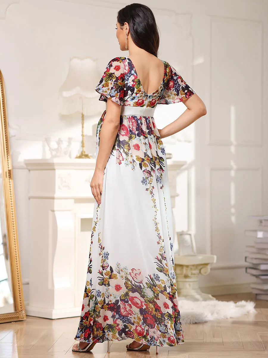Pretty Deep V Neck Short Sleeves Wholesale Maternity Dresses
