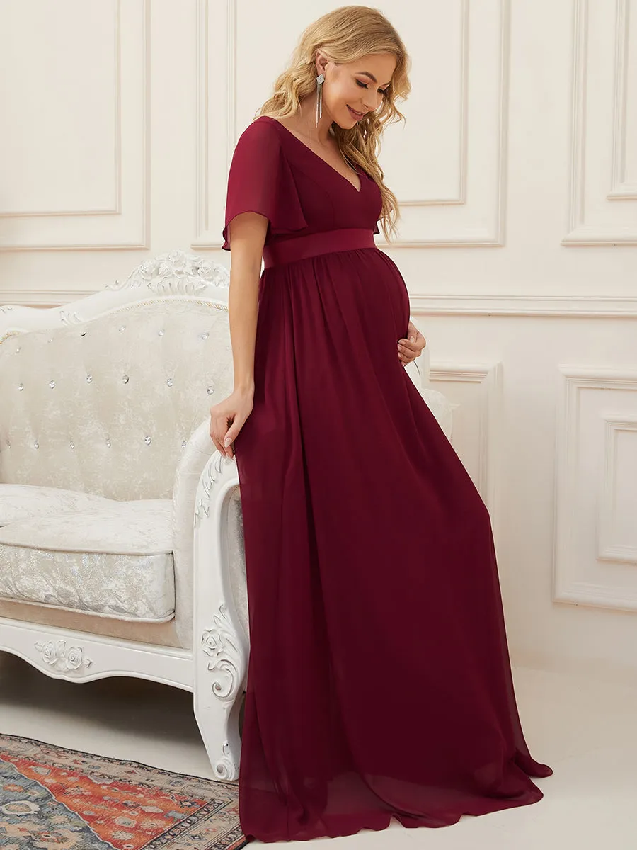 Pretty Deep V Neck Short Sleeves Wholesale Maternity Dresses