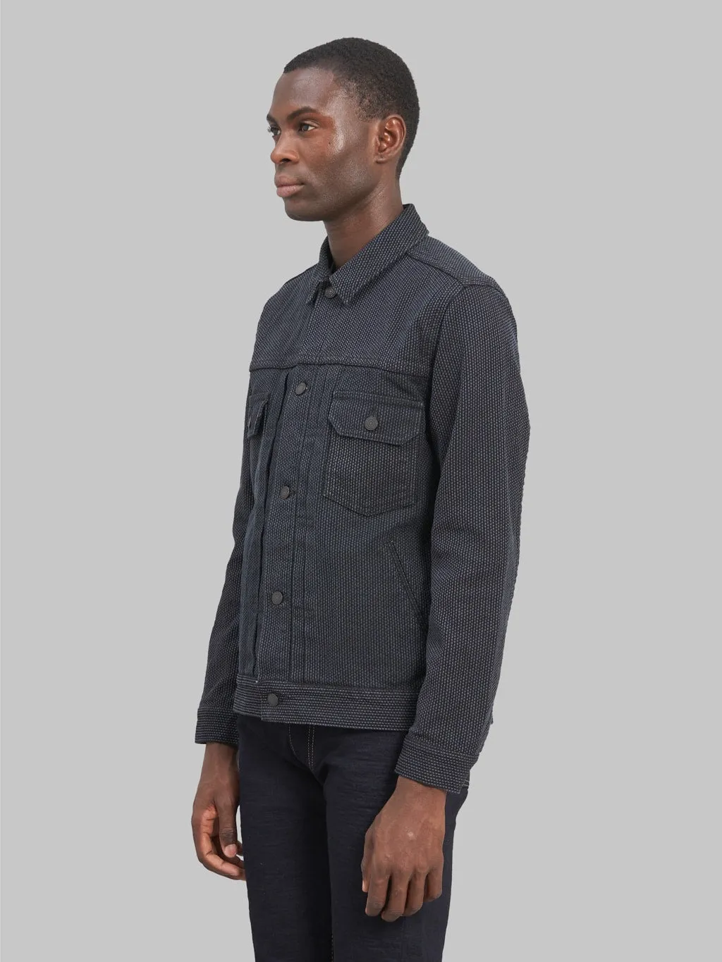 Pure Blue Japan 6117-BK Sashiko Type II Jacket Grey Black