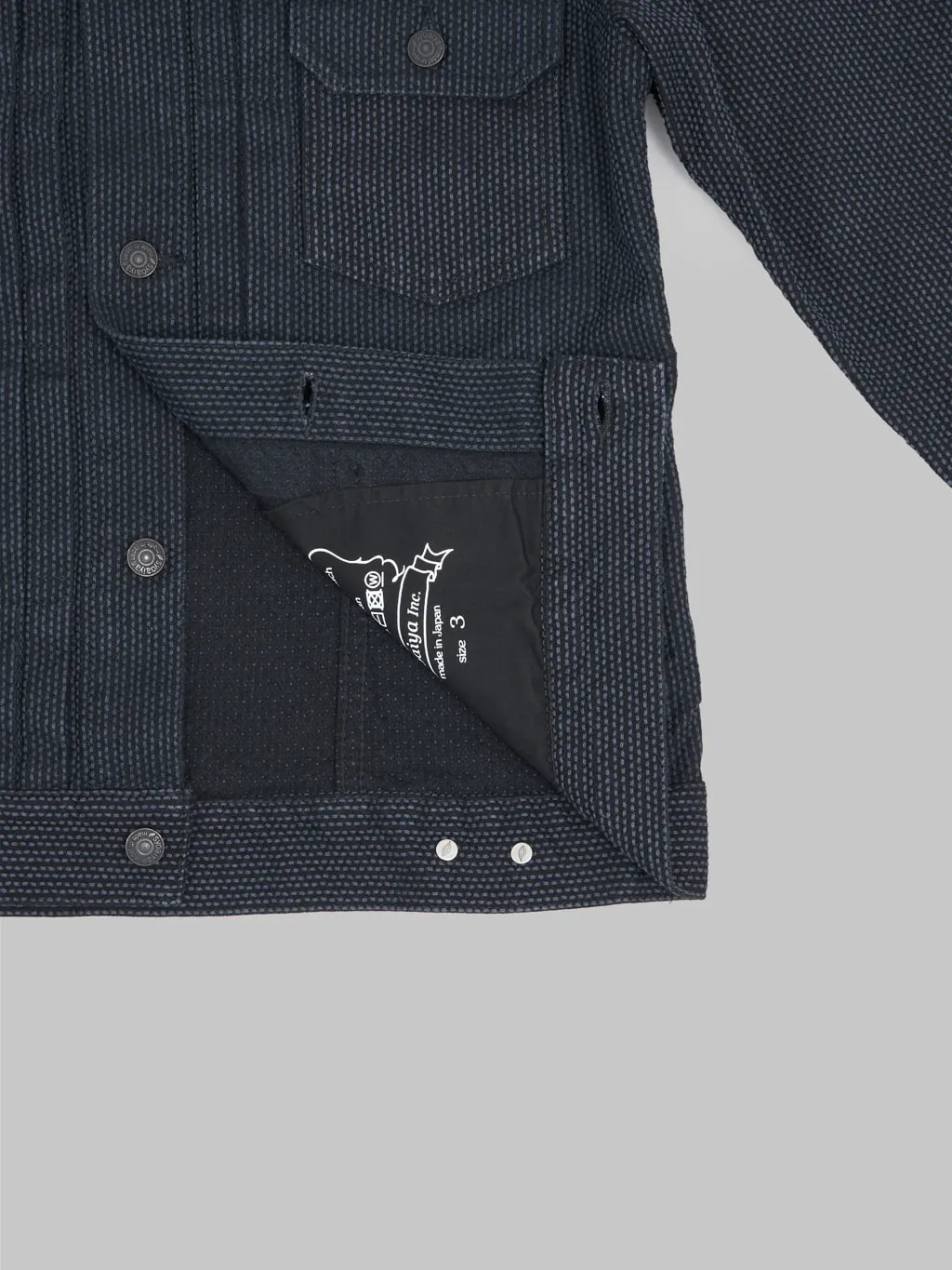 Pure Blue Japan 6117-BK Sashiko Type II Jacket Grey Black