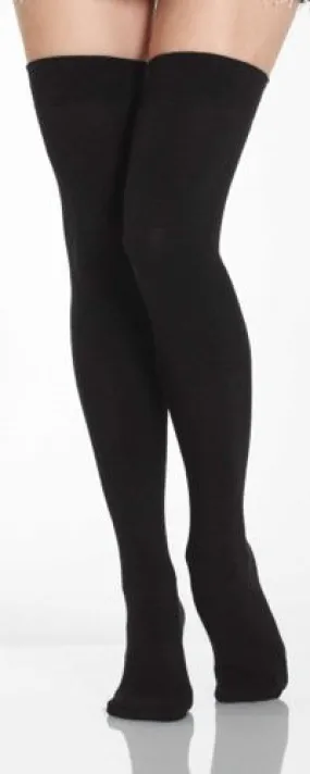 Signature Chocolate Brown Cotton Thigh High Stockings (Women's)