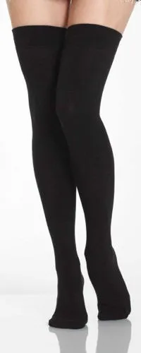 Signature Chocolate Brown Cotton Thigh High Stockings (Women's)