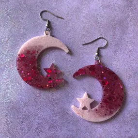 Strawberry Milkshake Moon Earrings #2