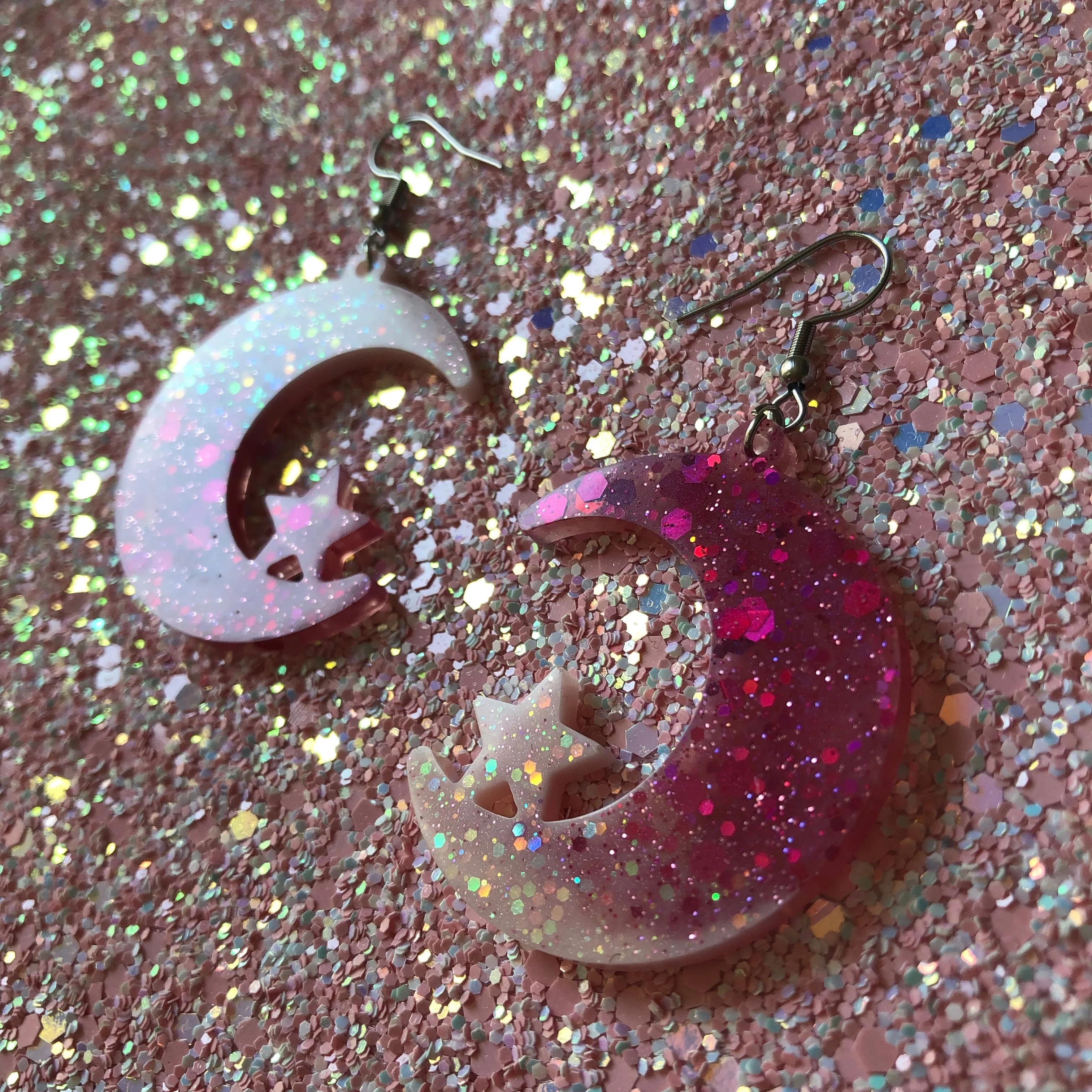 Strawberry Milkshake Moon Earrings #2