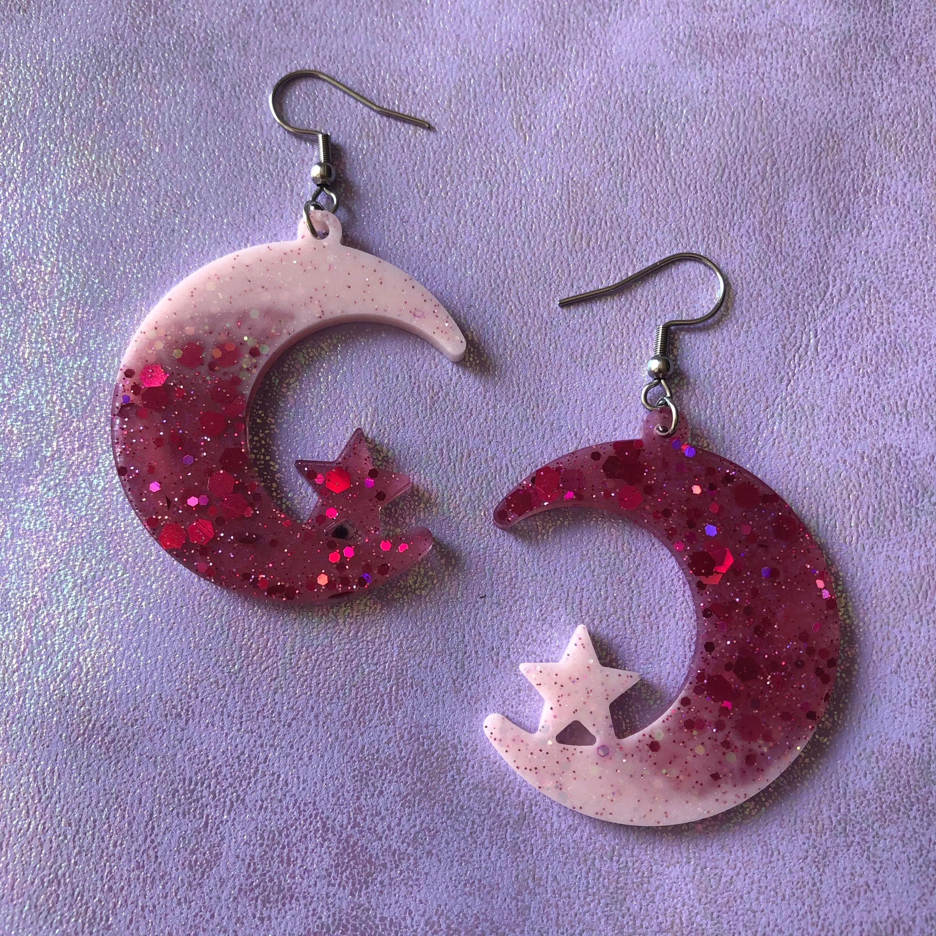 Strawberry Milkshake Moon Earrings #2
