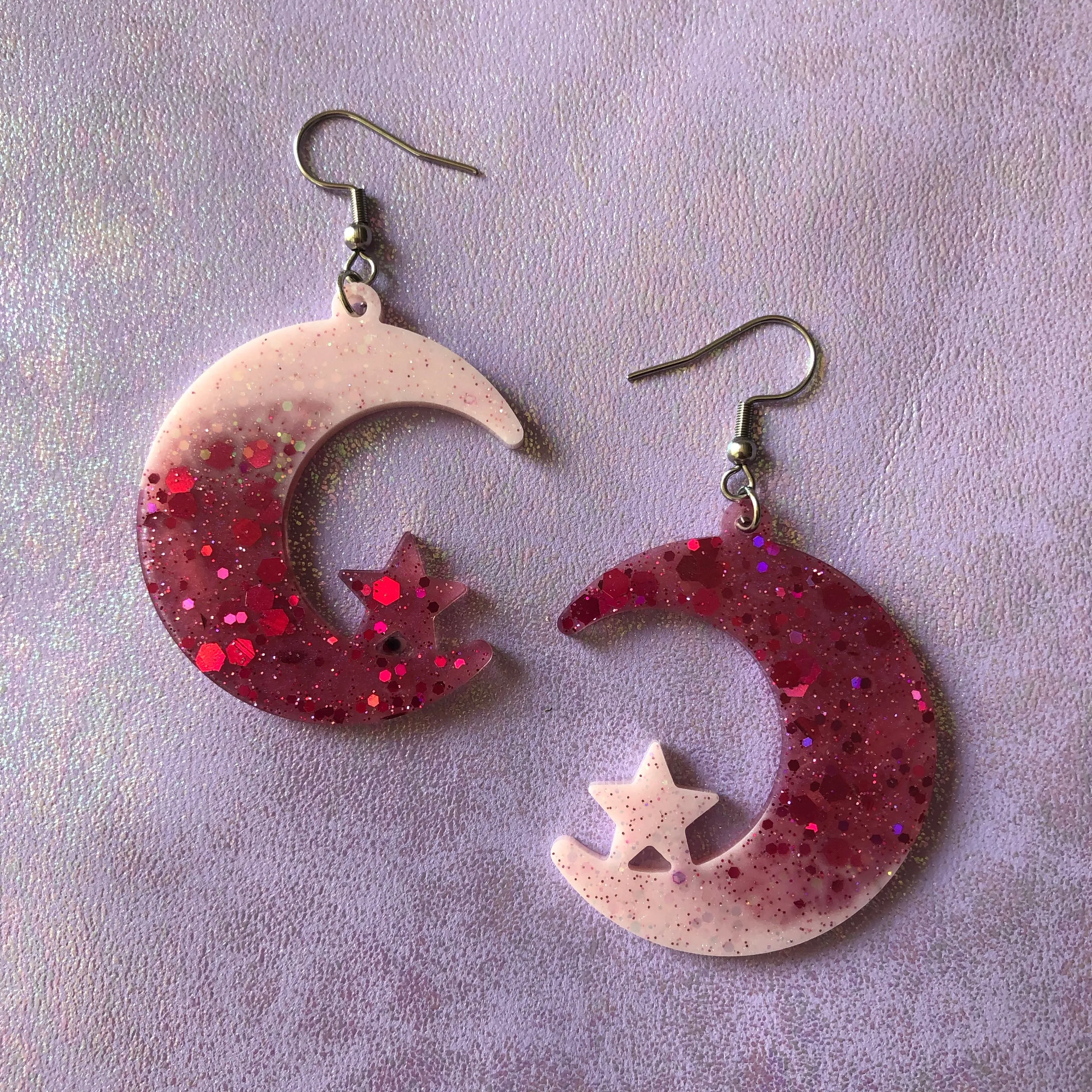 Strawberry Milkshake Moon Earrings #2