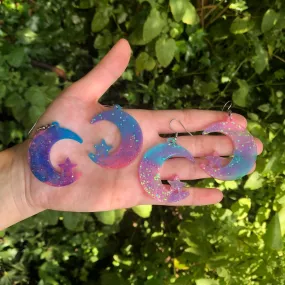 Watercolor Moon Earrings