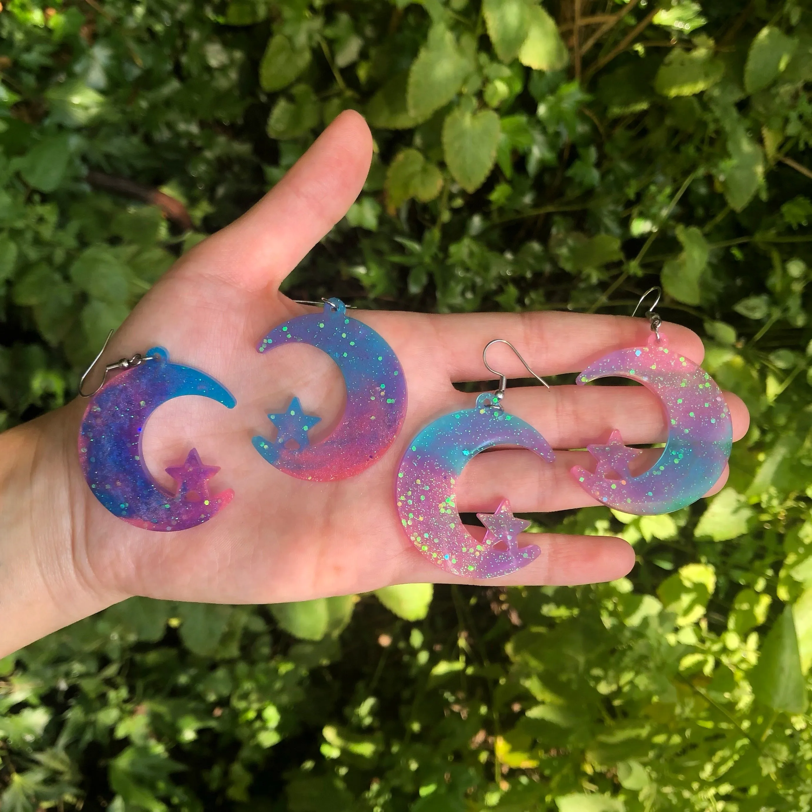 Watercolor Moon Earrings
