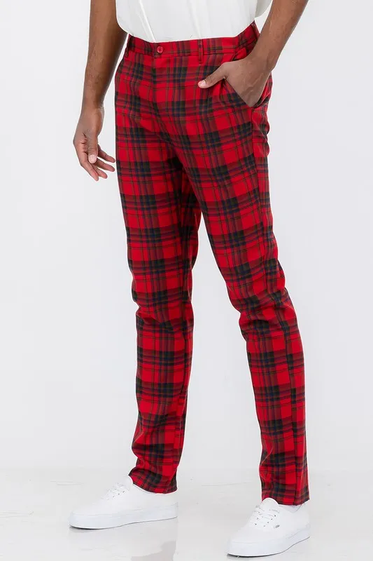 Weiv Mens Plaid Trouser Pants