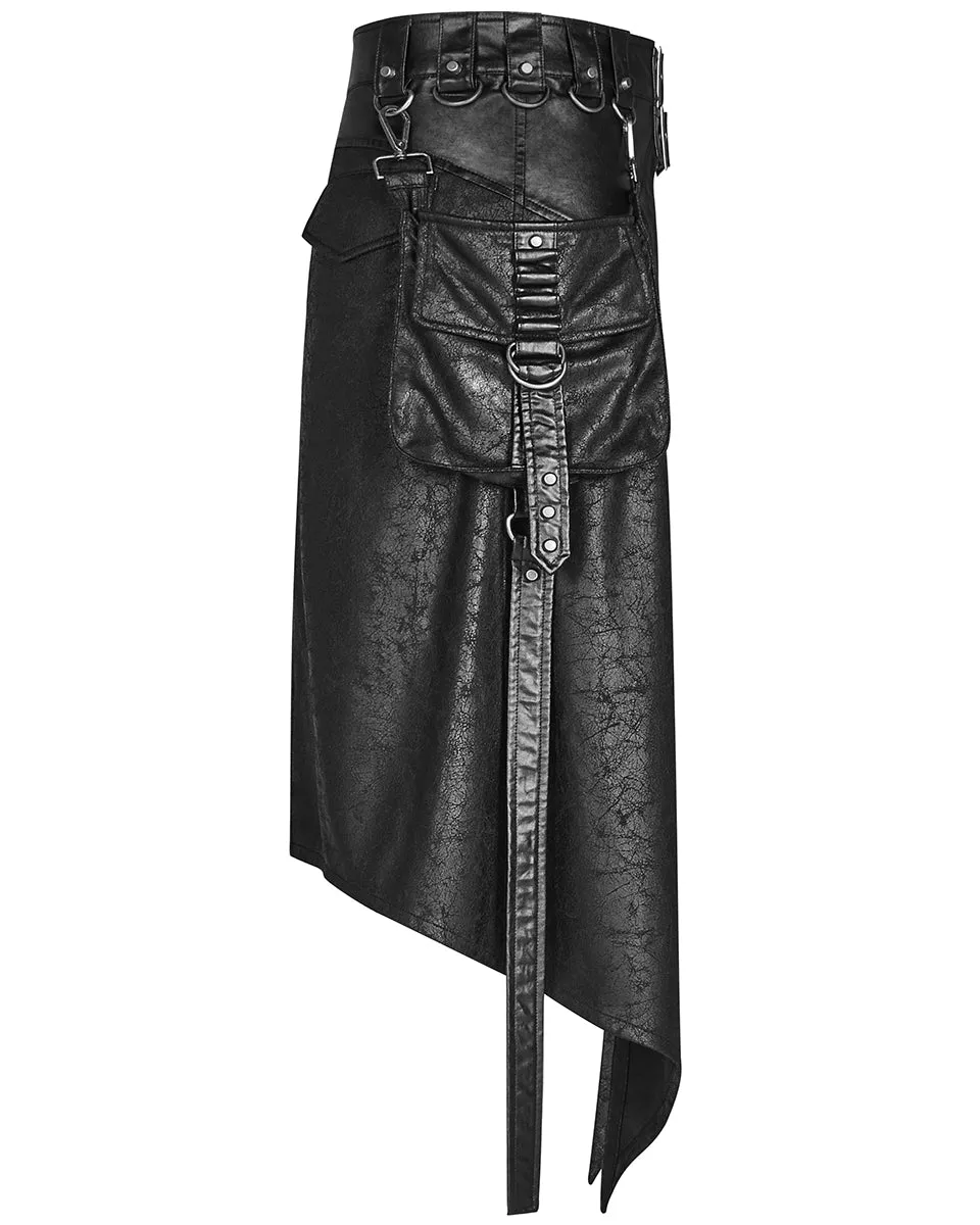 WQ-436 Mens Dieselpunk Half Skirt Kilt