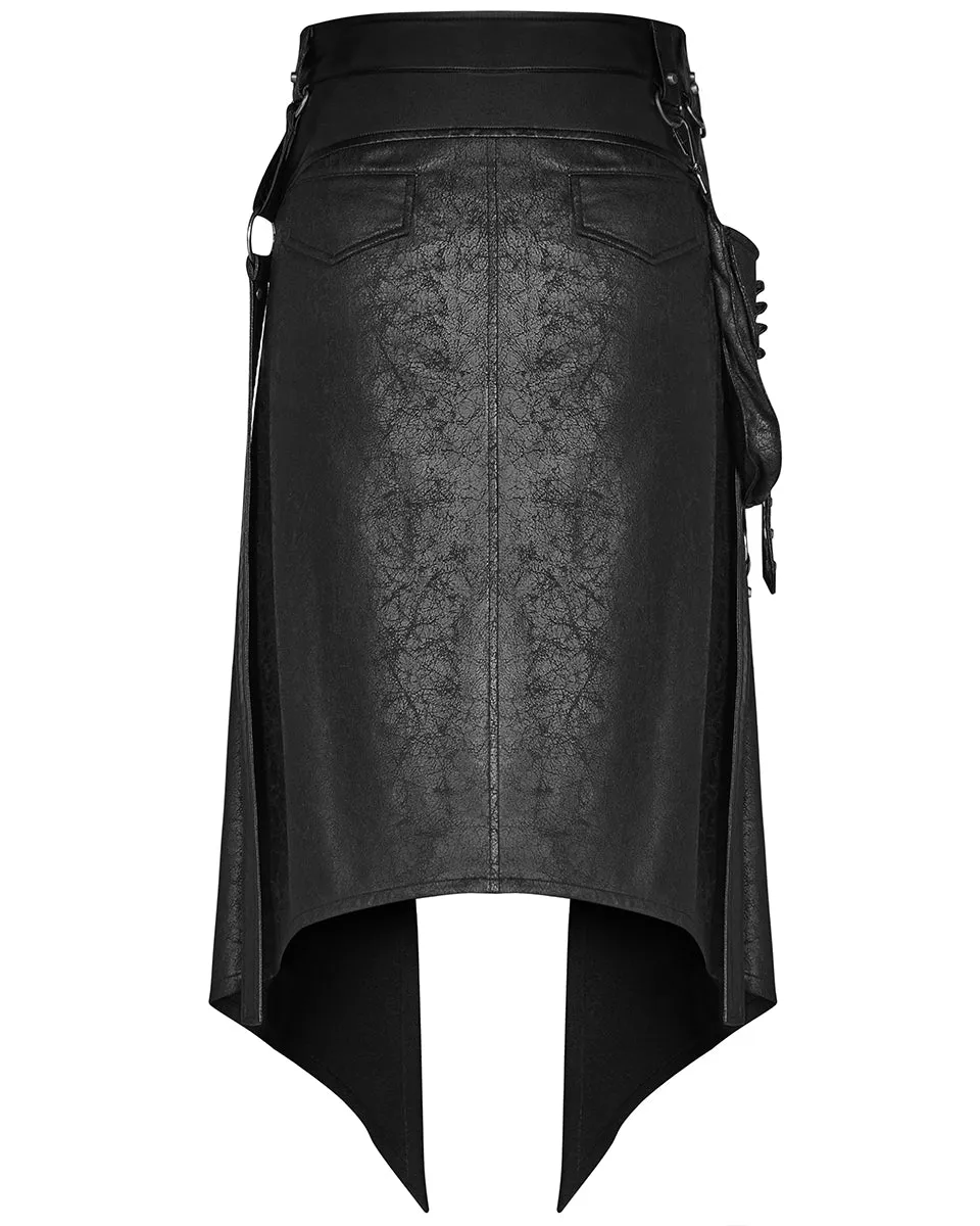 WQ-436 Mens Dieselpunk Half Skirt Kilt